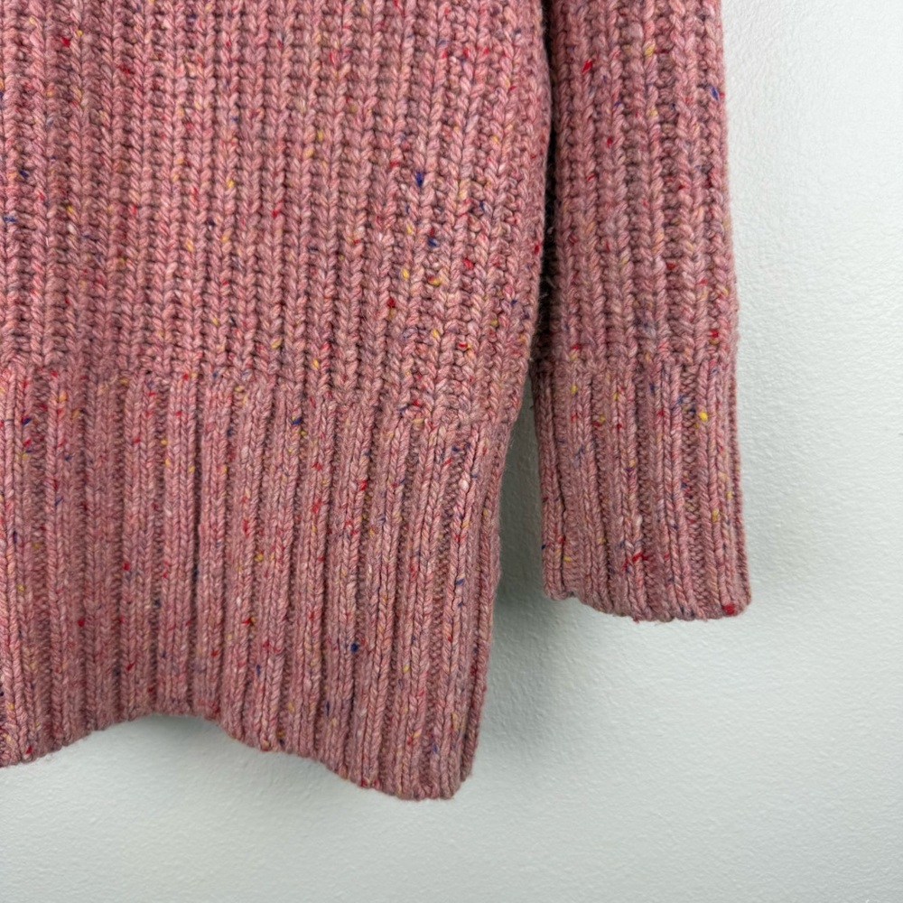 Alex Mill Pink Aran Cable Knit Merino Wool Side Button Sweater Womens Small - Picture 12 of 13